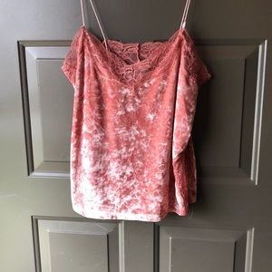 Pink velvet and lace camisole